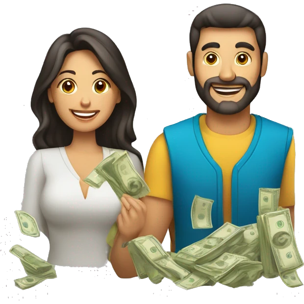 hombre y mujer ganando dinero  emoji