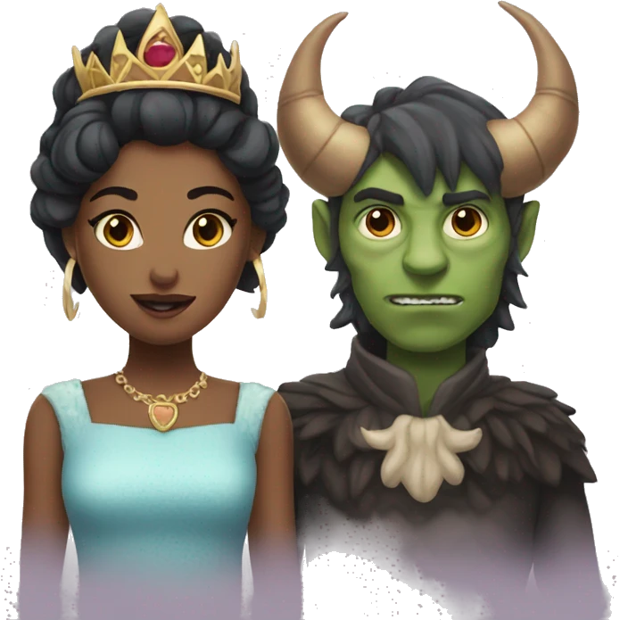 a princess and a monster with horns emoji