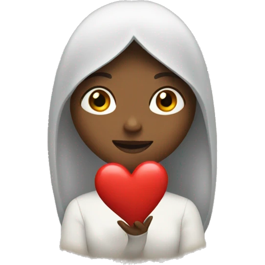 Juliet holds a heart in her hand emoji