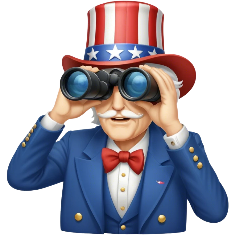 Uncle Sam is looking through binoculars emoji