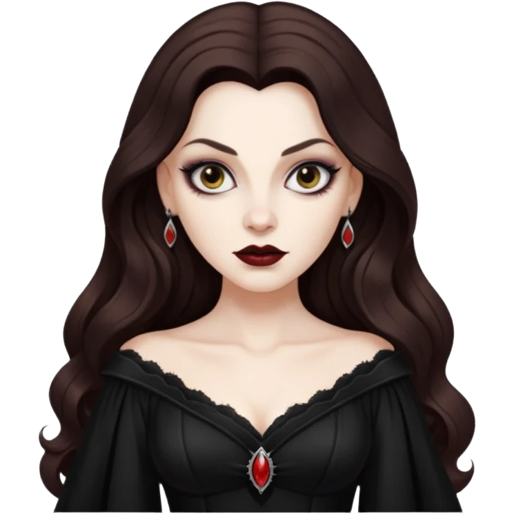 vampira cabelo ondulado longo marrom legal emoji