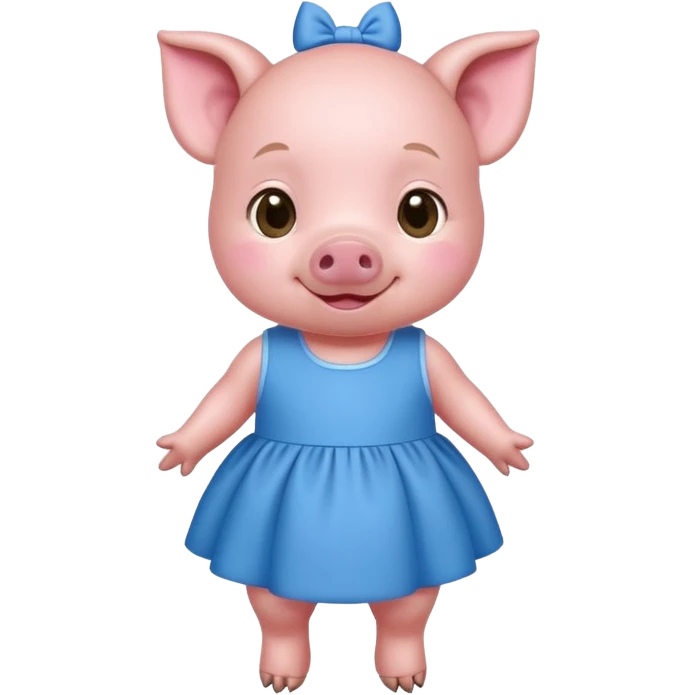 a baby pig wear blue dress emoji