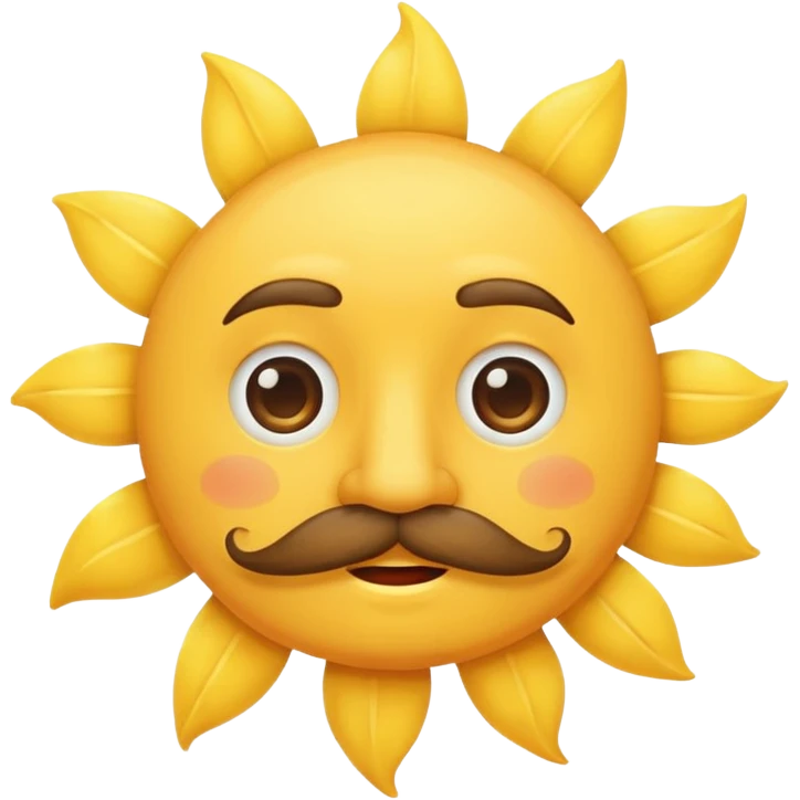sun with mustache with no smile no brows emoji