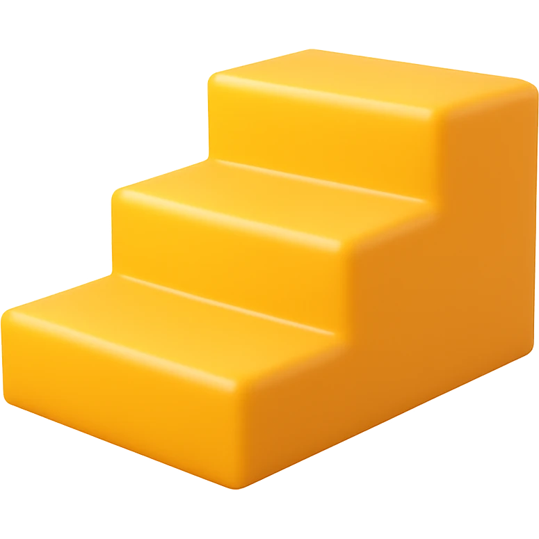 Convert this minimal 3-step stair outline into a 3D emoji style with a transparent background, capturing the look and feel of Microsoft style 3D fluent emojis. emoji
