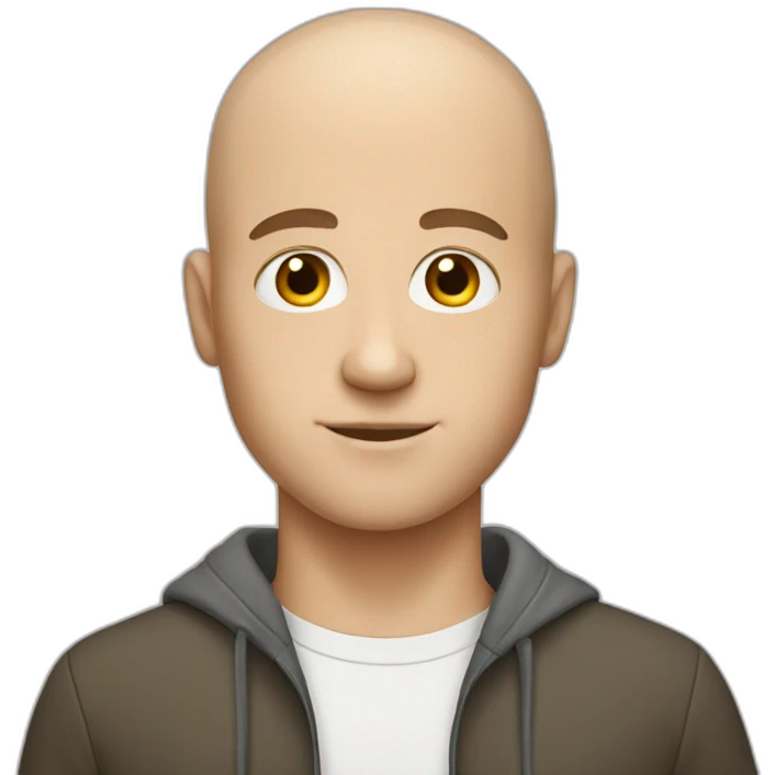 a white male student with ALMOST bald short brown hair  emoji