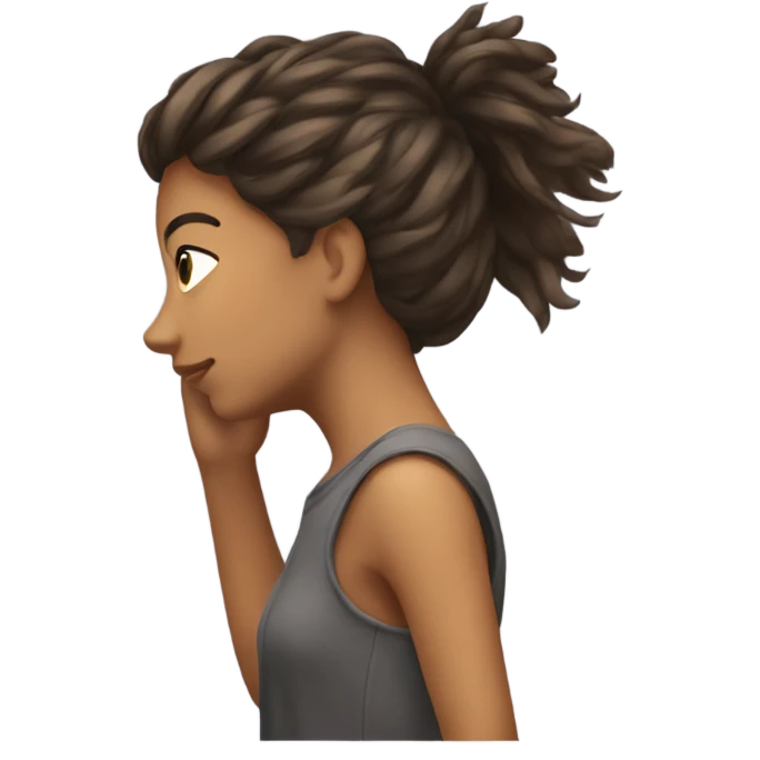 girl on ground hands in hair visible frustration from side view  emoji