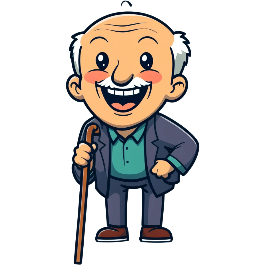old man with cane laughing hysterically emoji