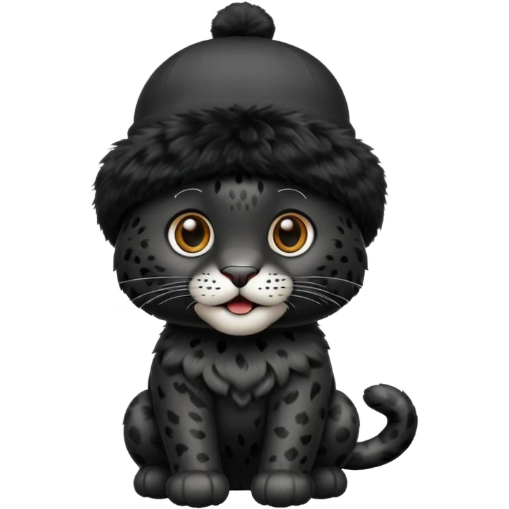 A black jaguar wearing a baby hat emoji