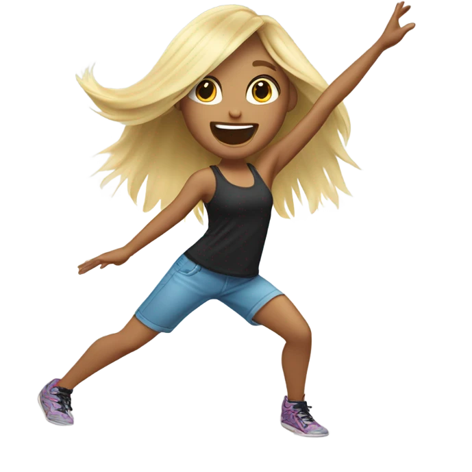 Blond Girl with long straight hair dancing Zumba emoji