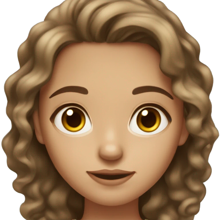 brunette girl with wavy hair and really light eyes and paleish tan skin  emoji