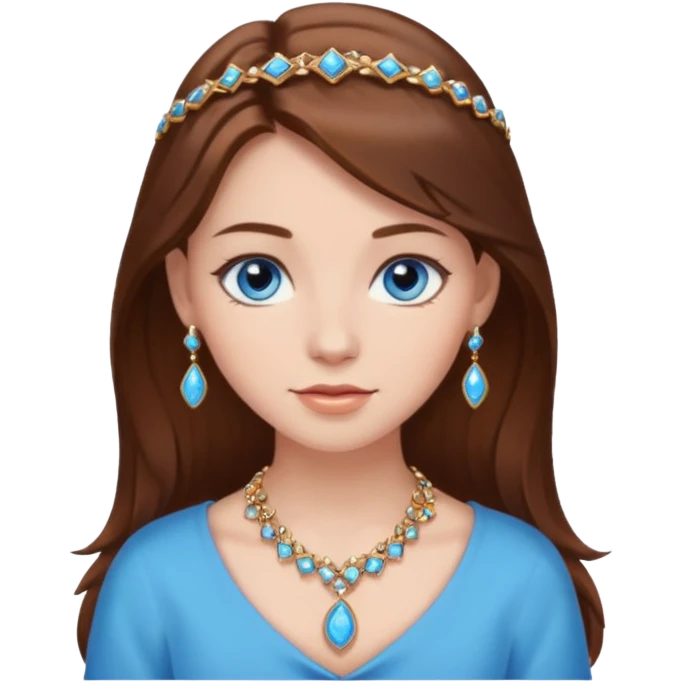 girl with brown hair blue eyes jewelry emoji