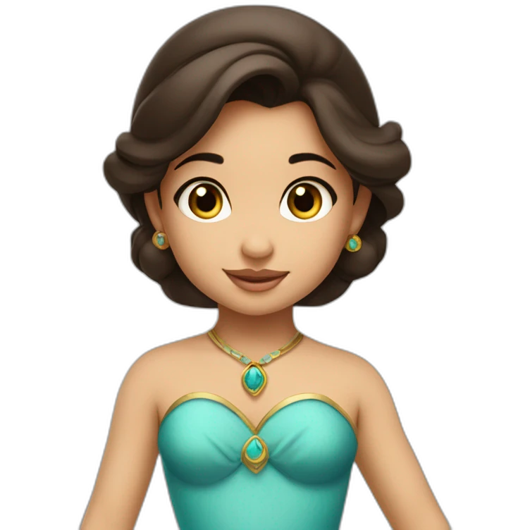 caucasian toddler face with dark brown hair dressed as princess jasmine of alladin emoji