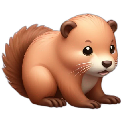 light pink fur cute beaver with big tail emoji
