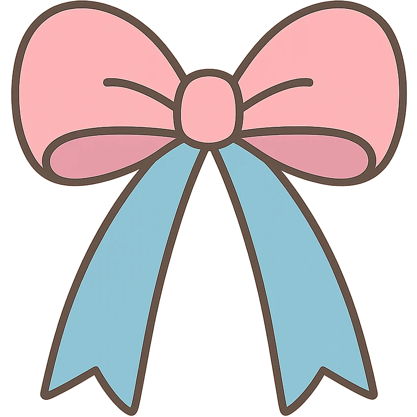 aesthetic pastel ribbon tied in a bow, soft pink and blue, minimal look emoji
