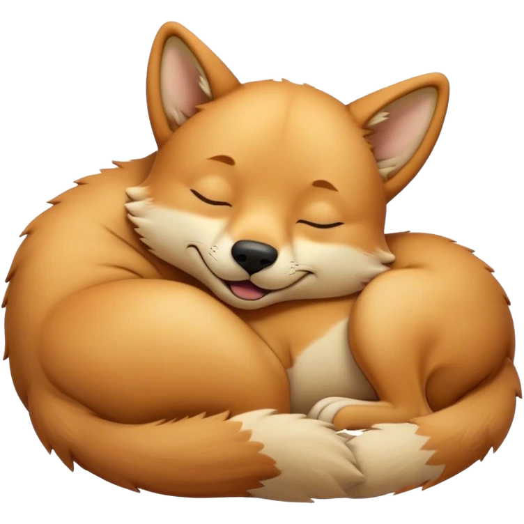Meme-Worthy Cute Sleeping Dingo Portrait Emoji, Head resting peacefully with a contented smile, showcasing a lean build and a luxuriously soft sandy fur, eyes shut in a serene, restful nap, Simplified yet hilariously adorable features, highly detailed, glowing with a soft, drowsy light, high shine, relaxed and utterly lovable, stylized with an air of playful laziness, bright and heartwarming, soft glowing outline, capturing the essence of a comically sleepy dingo, so meme‐worthy it feels like it could instantly become the next viral sensation of adorable outback slumber! emoji