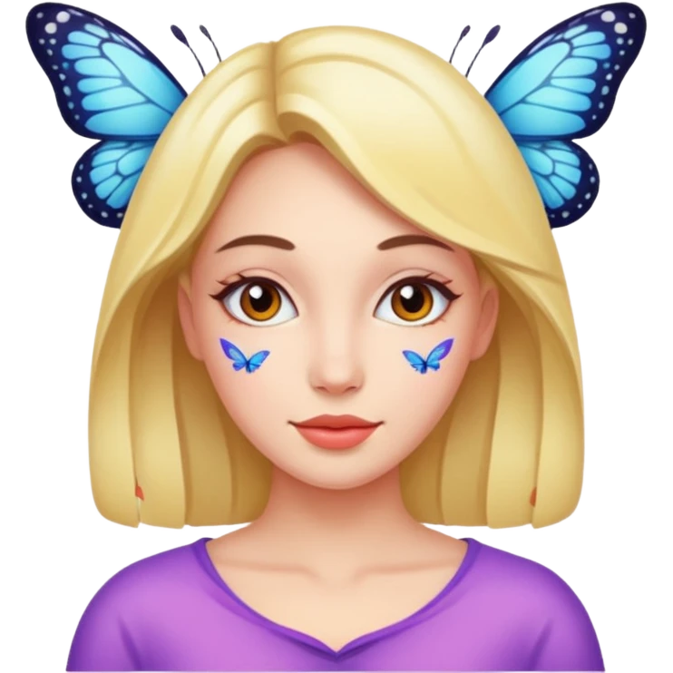 Woman wearing a butterfly emoji