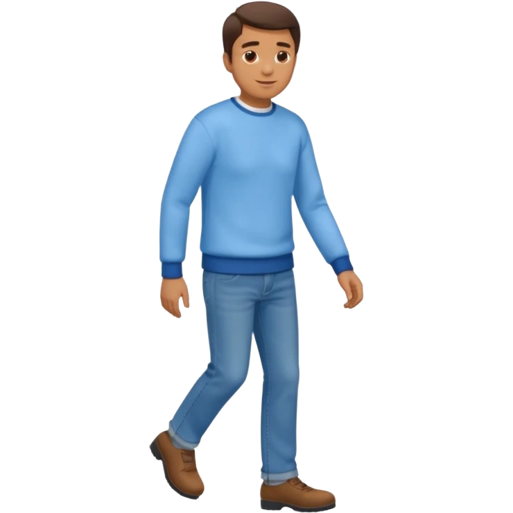 man with blue jean light blue sweater walking emoji