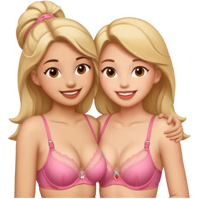 2 girls in bras kissing emoji