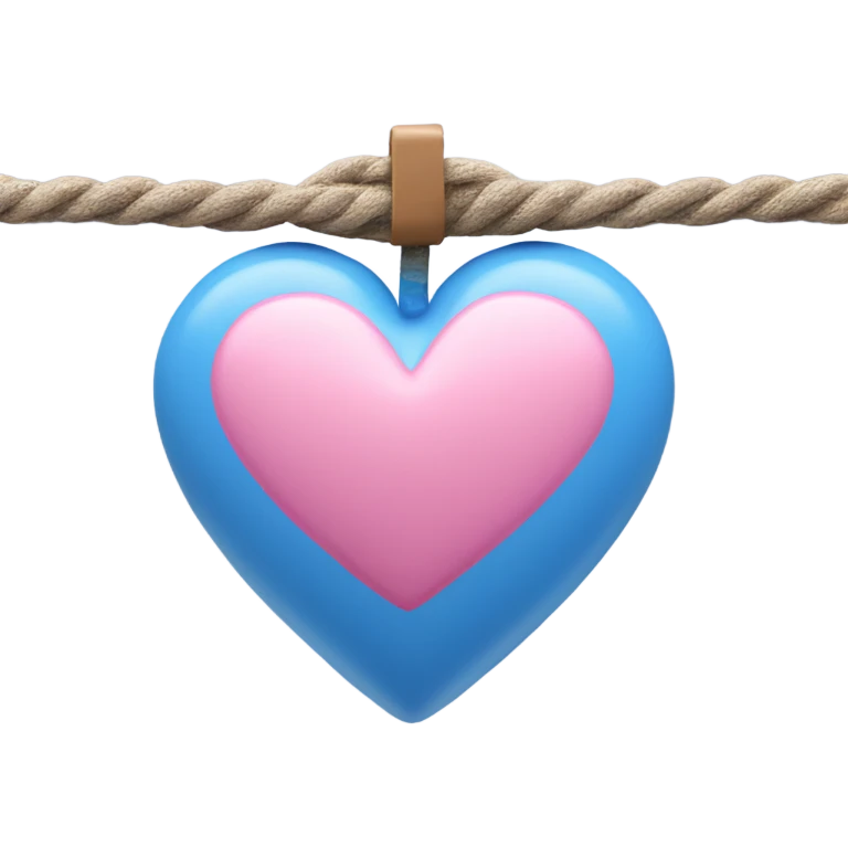 Blue pink heart on rope emoji