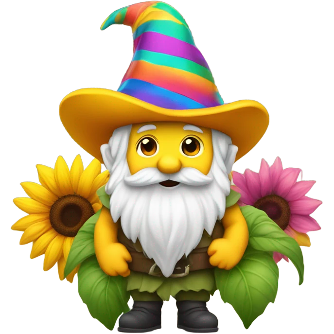 Gnome sitting on a sunflower emoji