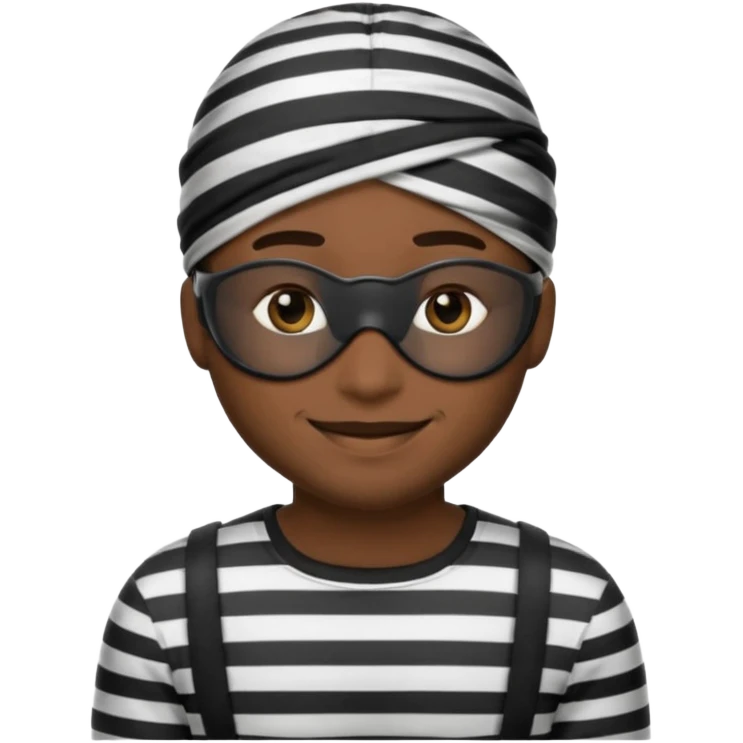A theif robber emoji,Stripped shirt,eye mask, black head. emoji