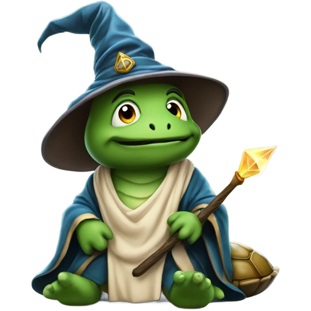 Wizard riding a turtle emoji