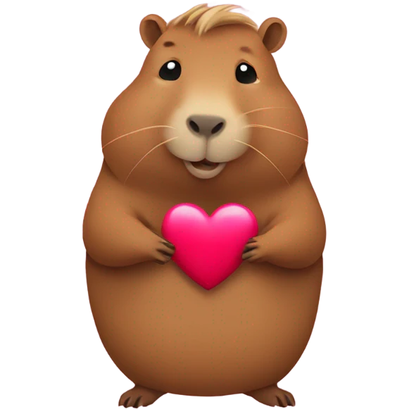 Capybara holding a heart emoji