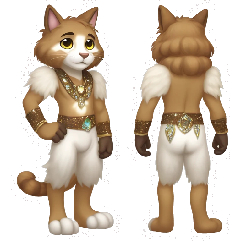 Furry, sparkle, iridescent, colorful, pastel, edgy, cool, fantasy beautiful, brown, beige, white, divine, godly, angelic, animal, anthro, full body, fursona, feline emoji