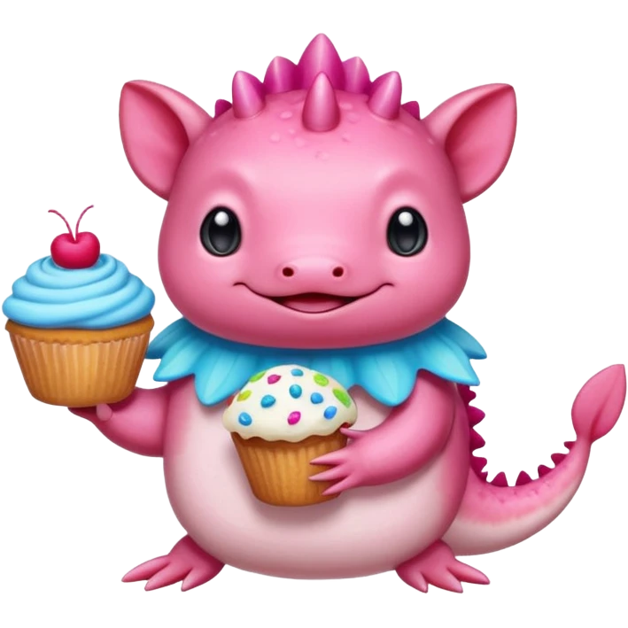 Happy axolotl with a muffin emoji