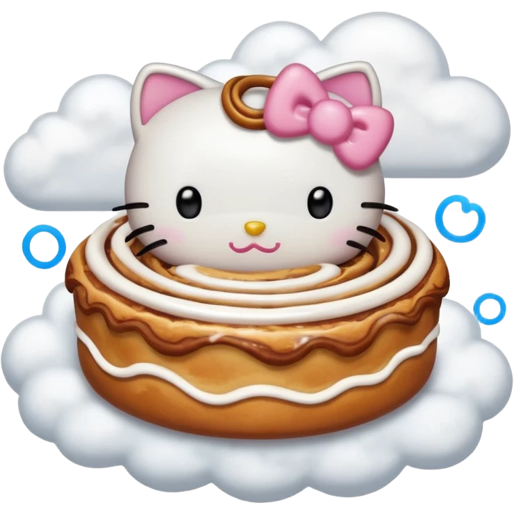 Cinnamon roll from hello Kitty dancing in the clouds emoji