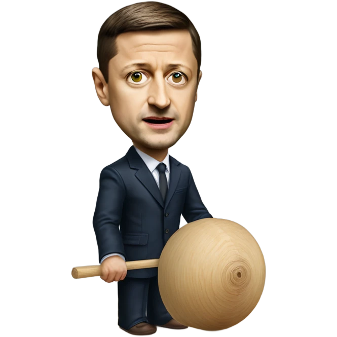 Hyper realistic Vladimir Zelensky pulls the strings  of a wooden doll emoji