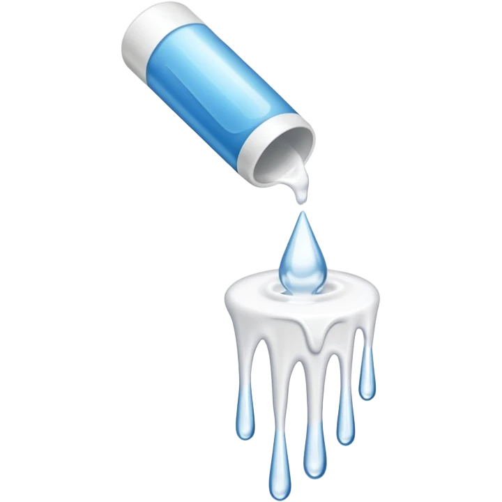 individual white glue white drops falling and dripping down out of a tube, all white emoji