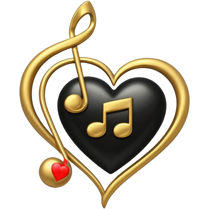 black heart with a music note emoji
