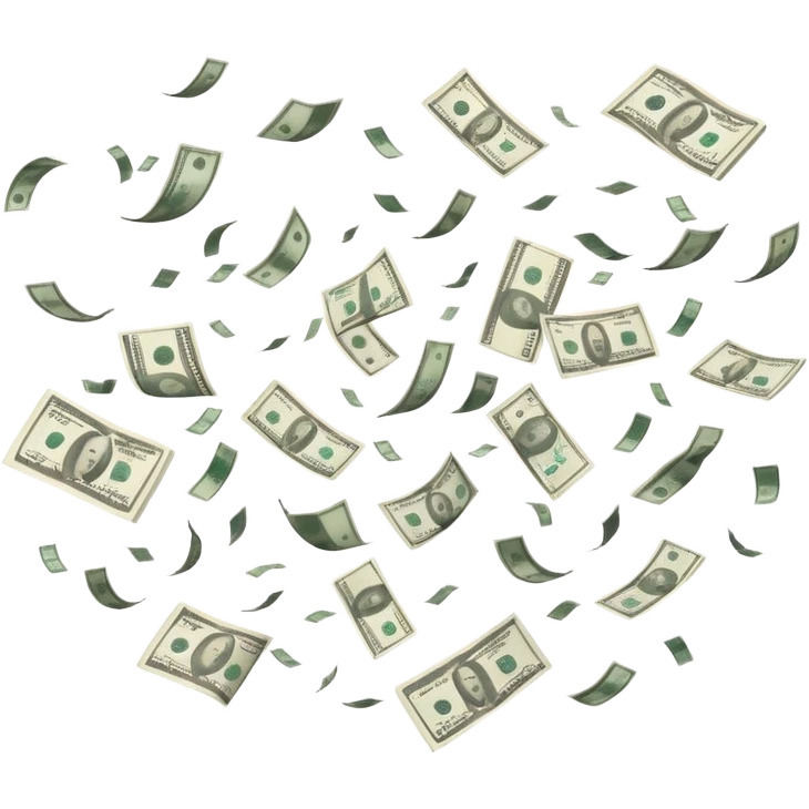 cash thrown into the wind, money being wasted emoji