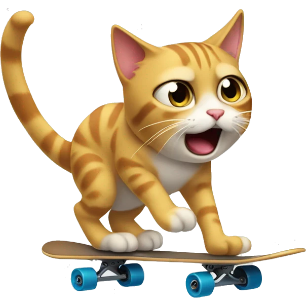 confused skating cat having no idea wtf is going on emoji