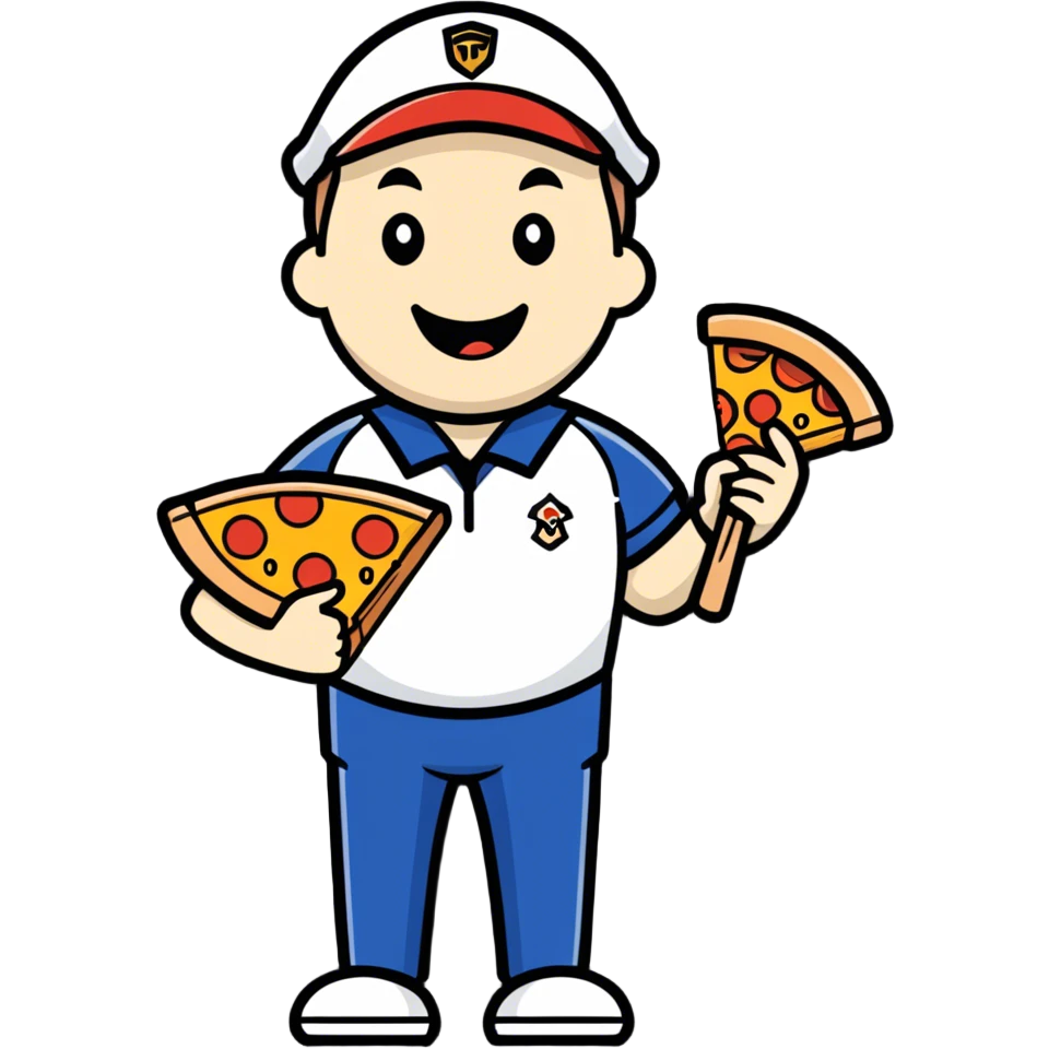 Mailman with lacrosse stick eating pizza  emoji