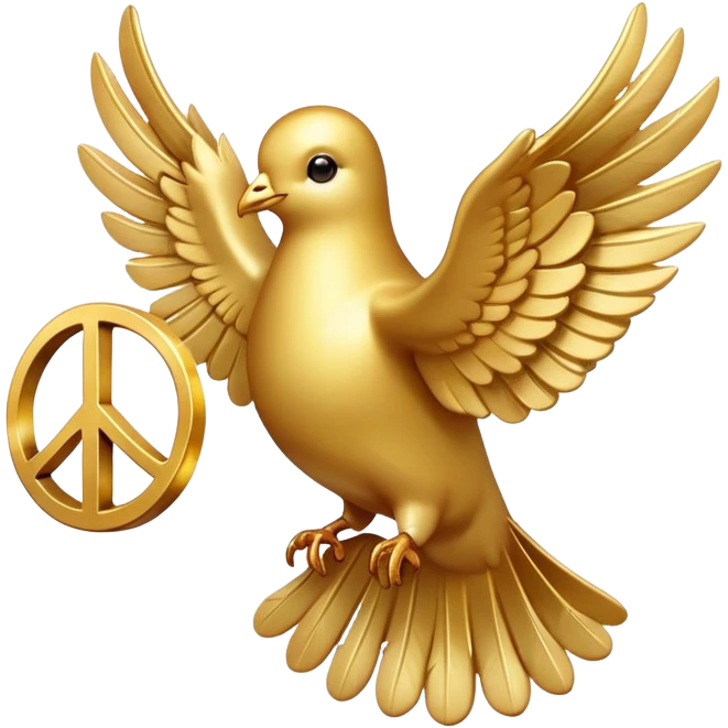 golden dove, shiny gold feathers, peace symbol bird emoji
