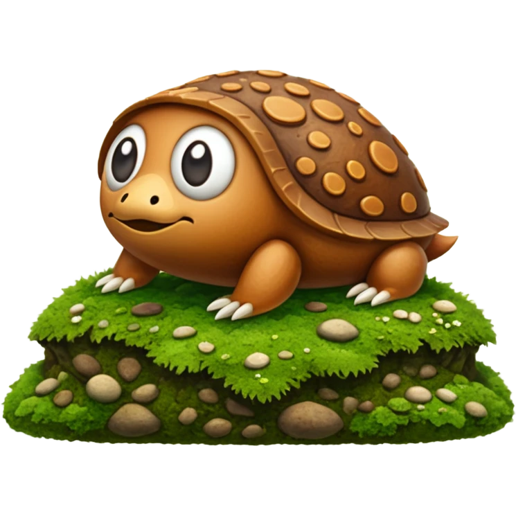 tiny brown kantareller on moss emoji
