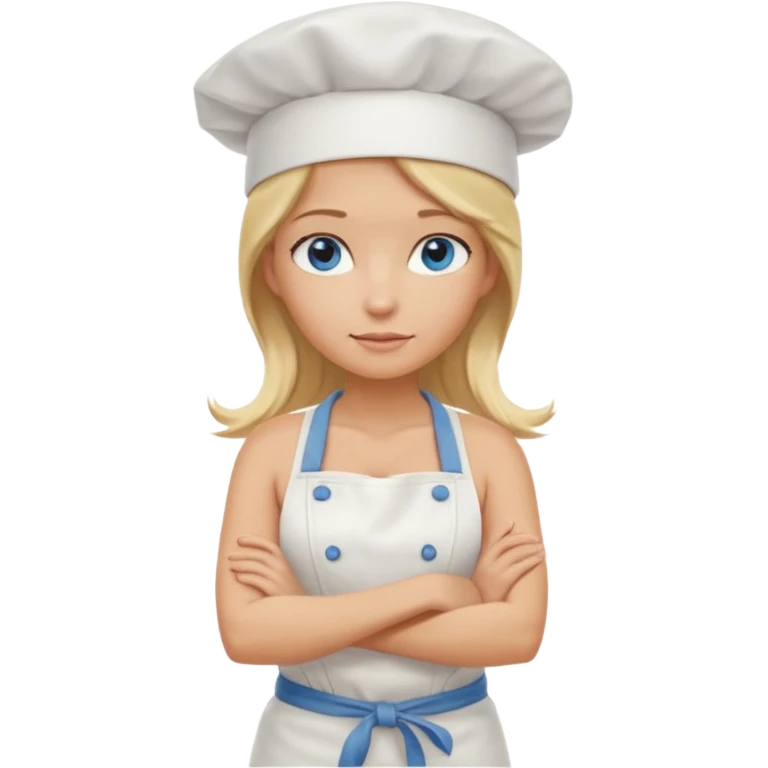 Sexy Full body  pretty
Long Blonde hair blue eyed female chef arms folded wearing tank top and denim shorts and chef hat arms folded emoji