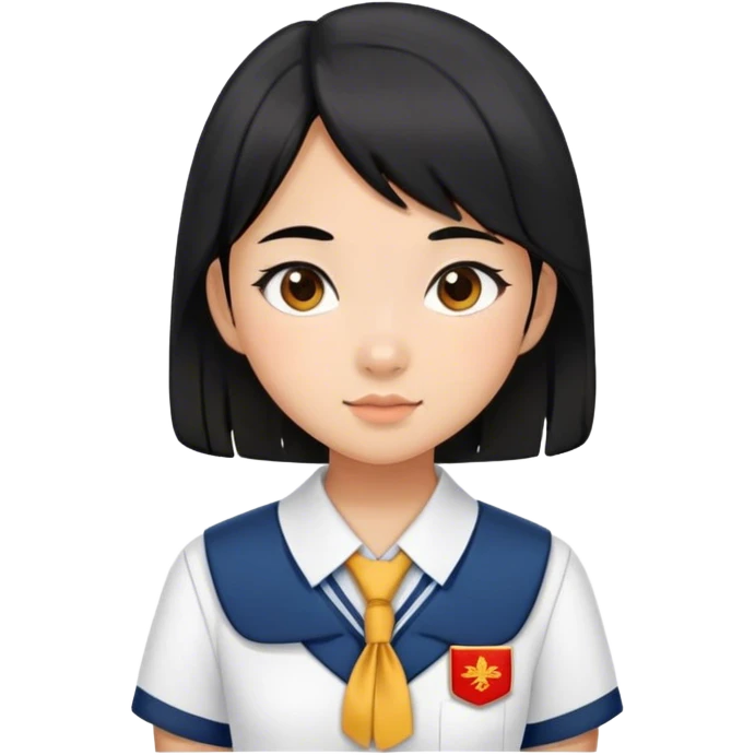 Black hair Chinese girl in school uniform emoji