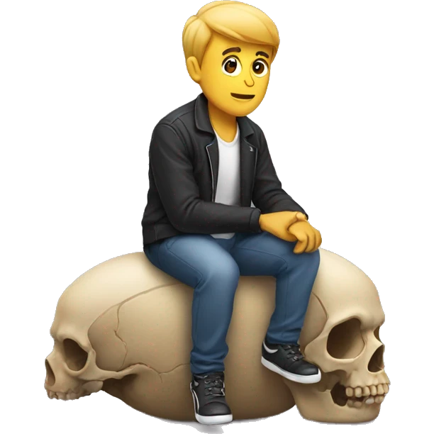 Man sitting on a skull emoji