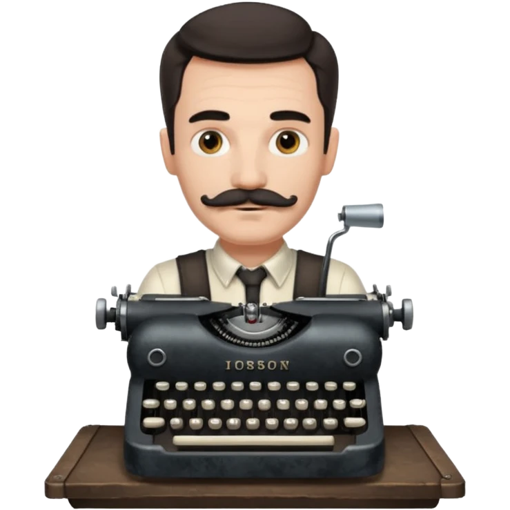 moustache man with vintage typewriter emoji