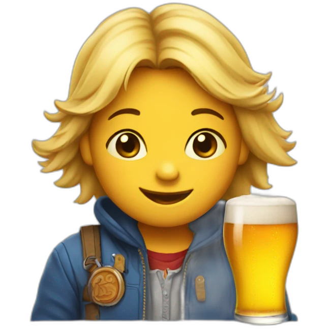Winnie with beer emoji