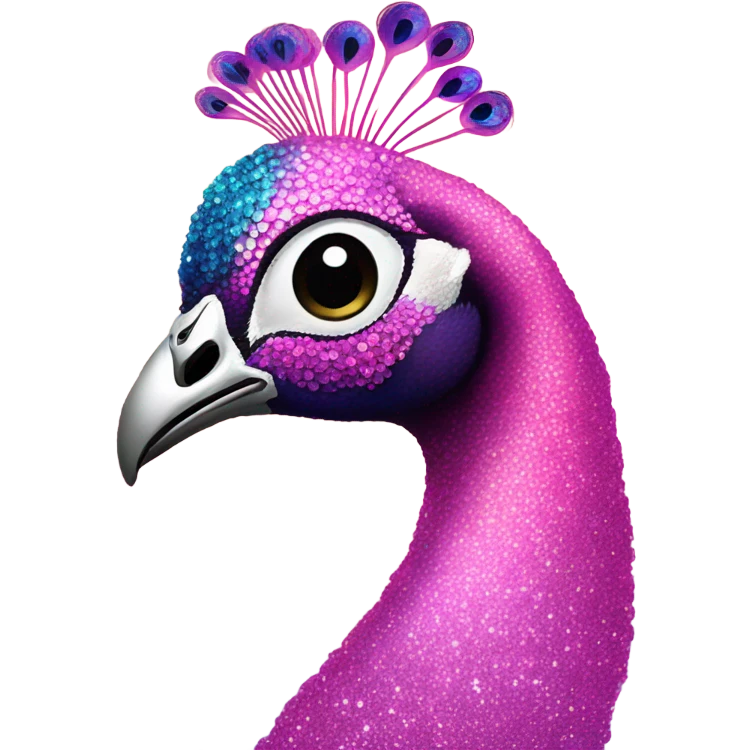 Pink ombre peacock with glitter emoji