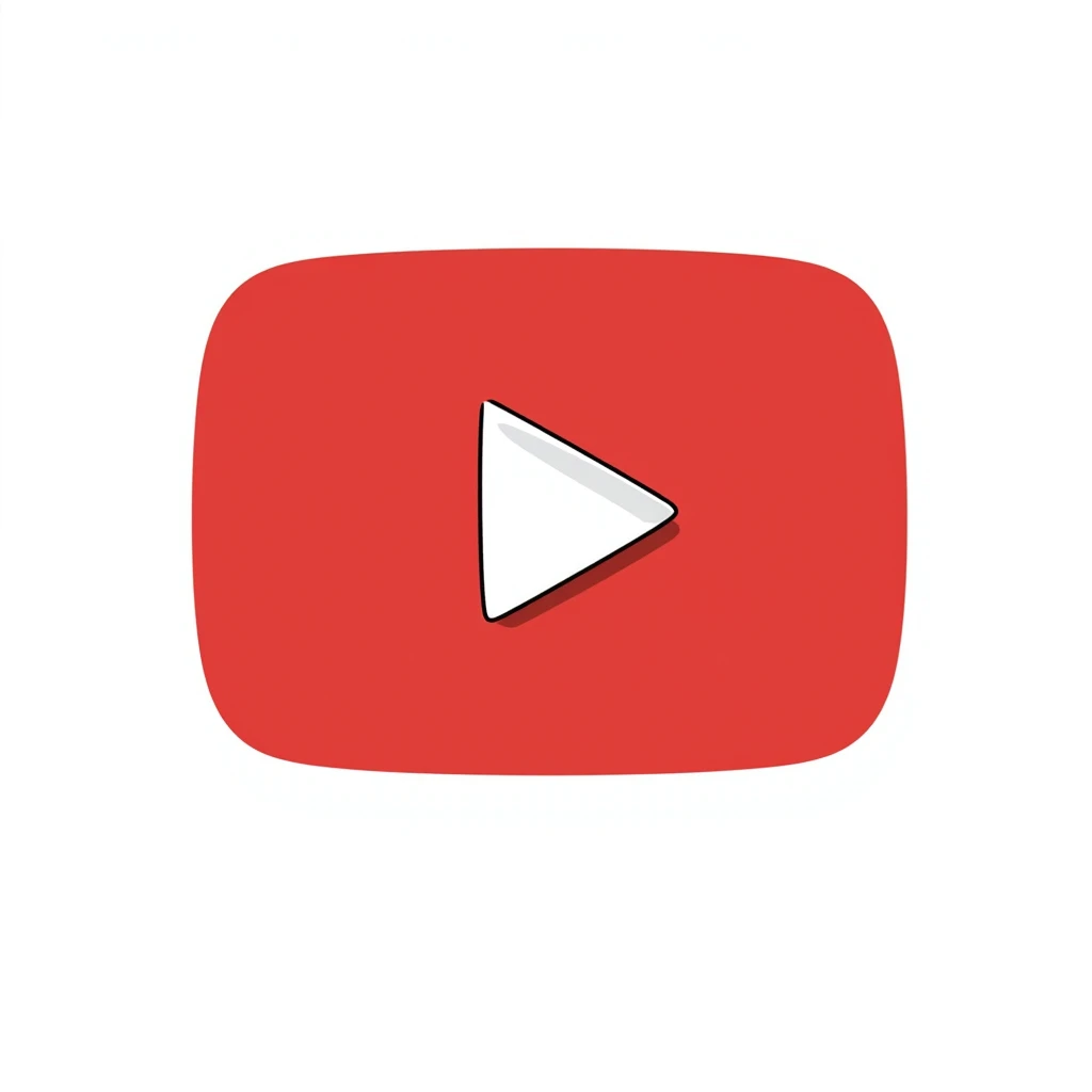 YouTube logo, red rectangle with rounded corners and white play button in the center emoji