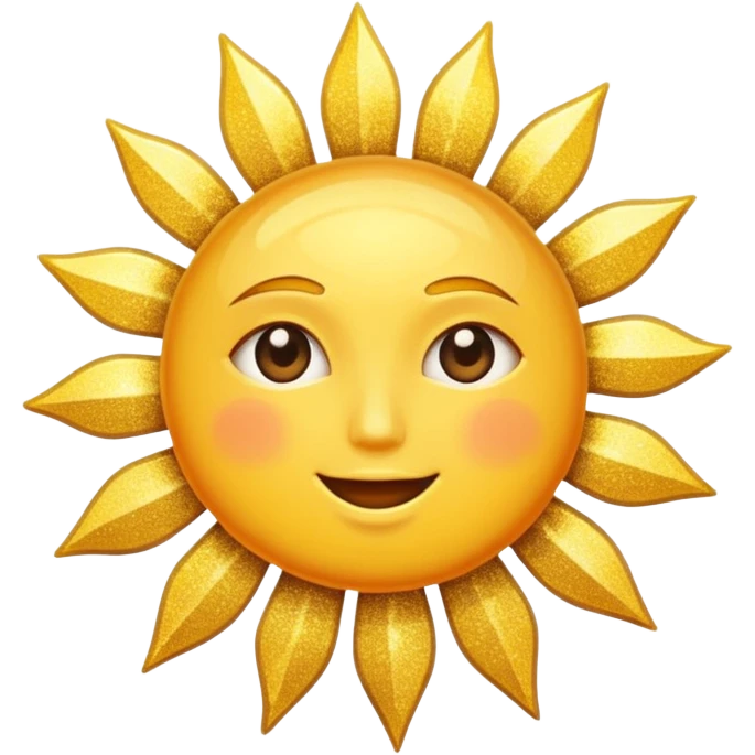 sun in 2d golden glitter in colour without face emoji