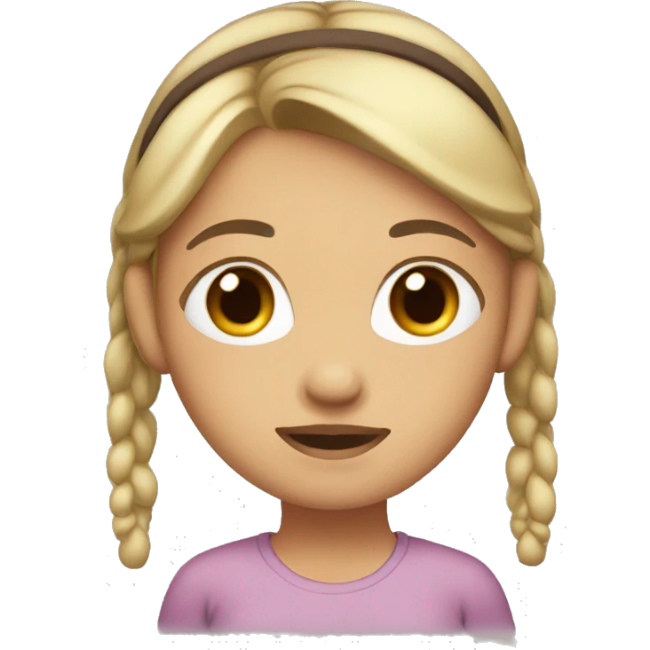 girl with dirty blond hair in a ponytail with a headband and brown eyes emoji