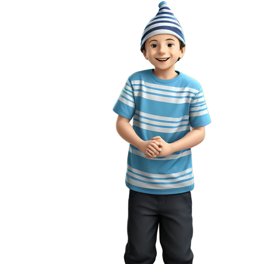 smiling boy in striped shirt emoji