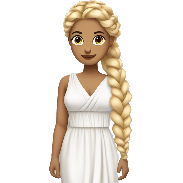 Greek goddess blonde braid white dress emoji