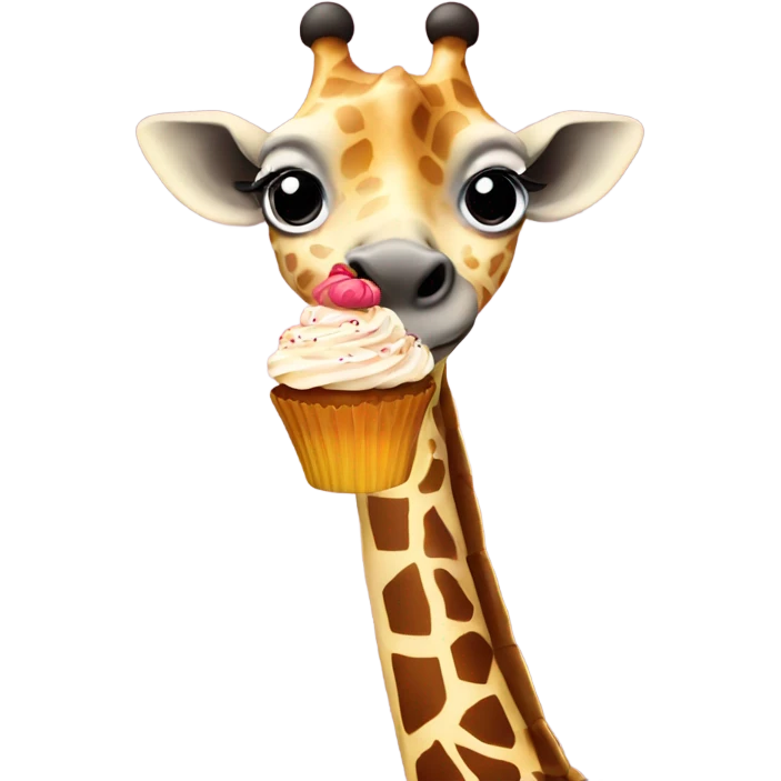 giraffe holding a cupcake emoji